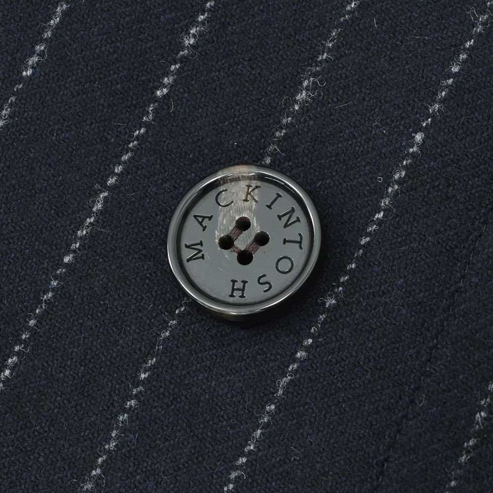 マッキントッシュ MACKINTOSH ステンカラーコート メンズ DUNKELD ダンケルド ウールメルトン ネイビー×ホワイト チョークストライプ柄 国内正規品の画像
