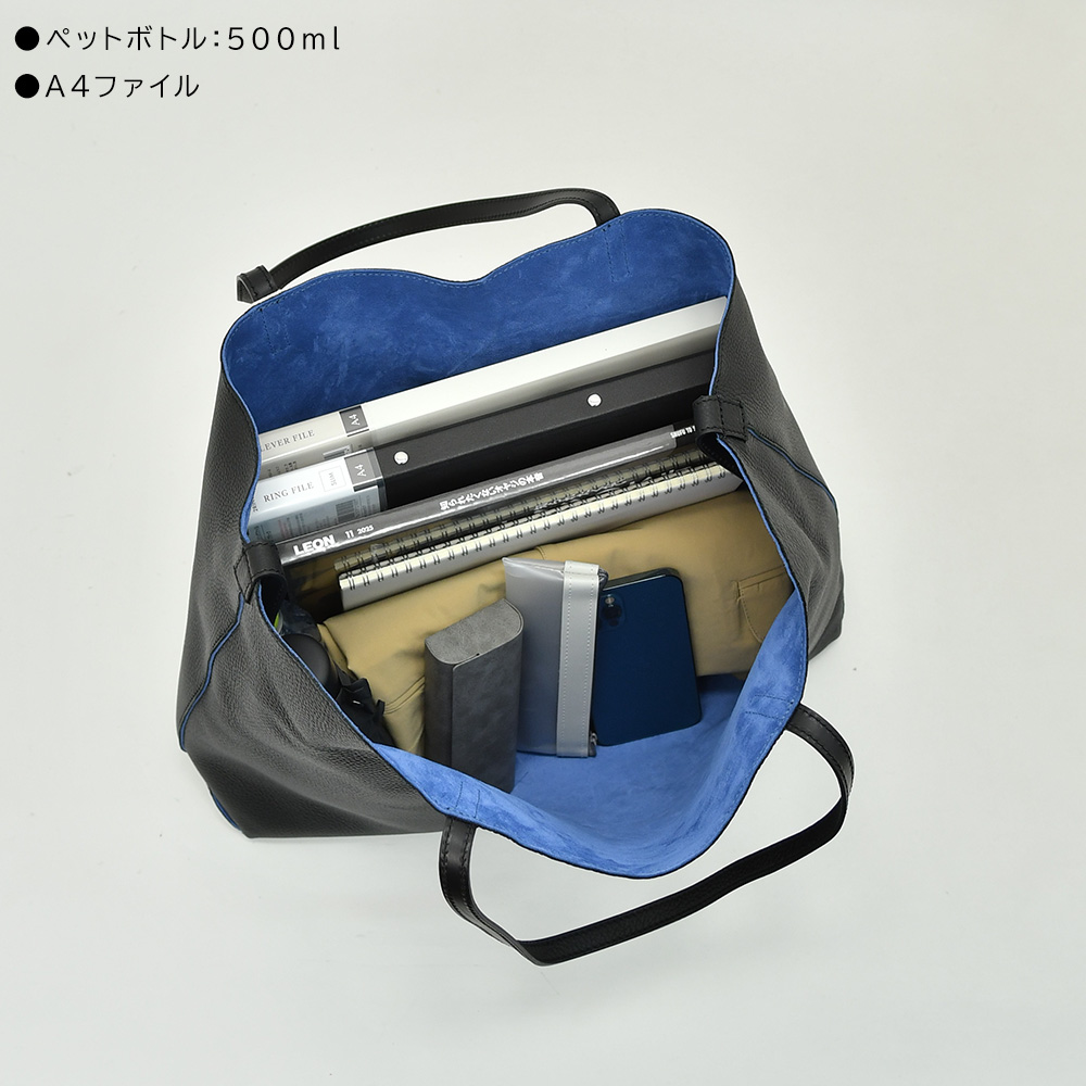 フェリージ felisi ビッグトートバッグ メンズ 2フェイス変形型 13/37/LD+SN シュリンクレザー×内側スエードレザー ブラック フロントポケット 国内正規品の画像