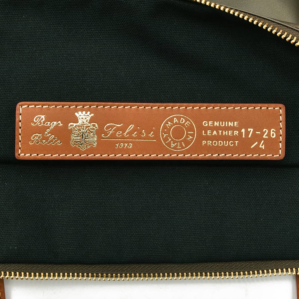 フェリージ FELISI トートバッグ メンズ ナイロン×レザー 17/26/4/DS カーキ ハンドバッグ 鞄 ブランドロゴデザイン 男女兼用 ファスナー開閉 国内正規品の画像