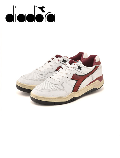 ディアドラ ヘリテージ Diadora Heritage スニーカー メンズ B.560 ホワイト×ワイン フルグレインレザー ヴィンテージ でらでら イタリアブランド｜deradera