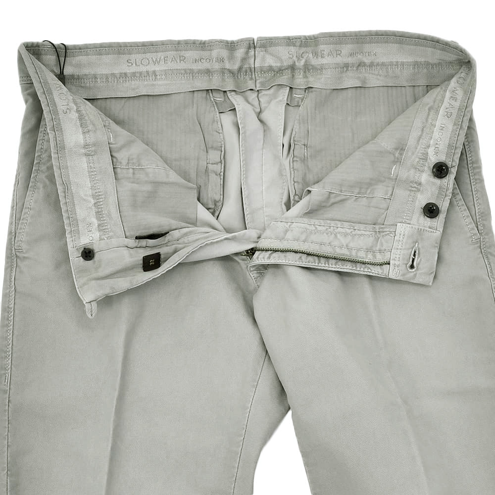 インコテックス INCOTEX SLACKS コットンパンツ メンズ チノスラックス 100番 ストレッチツイル ライトグレー ノープリーツ 製品染め 国内正規品の画像