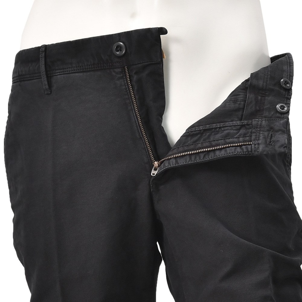 インコテックス INCOTEX SLACKS コットンパンツ メンズ チノスラックス 100番 ストレッチツイル ブラック 黒 ノープリーツ 製品染め 国内正規品の画像