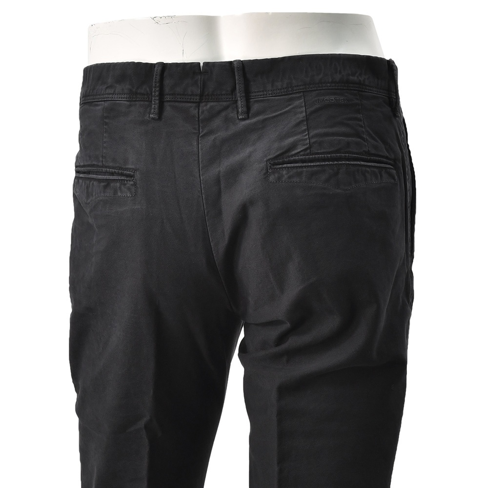 インコテックス INCOTEX SLACKS コットンパンツ メンズ チノスラックス 100番 ストレッチツイル ブラック 黒 ノープリーツ 製品染め 国内正規品の画像