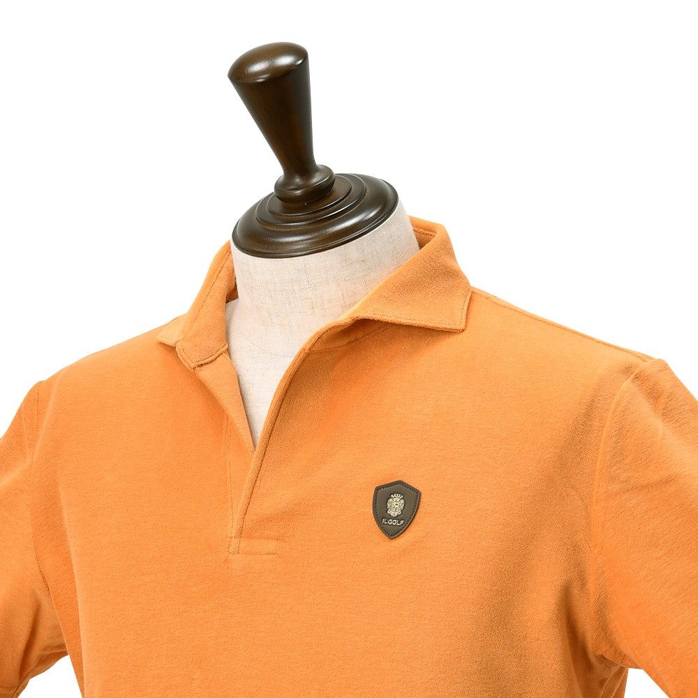 フェリージ ゴルフ Felisi GOLF スキッパーポロシャツ メンズ パイル生地 ロゴ入りエンブレム オレンジ コットンポリ 国内正規品 でらでら公式 ブランド｜deradera｜03