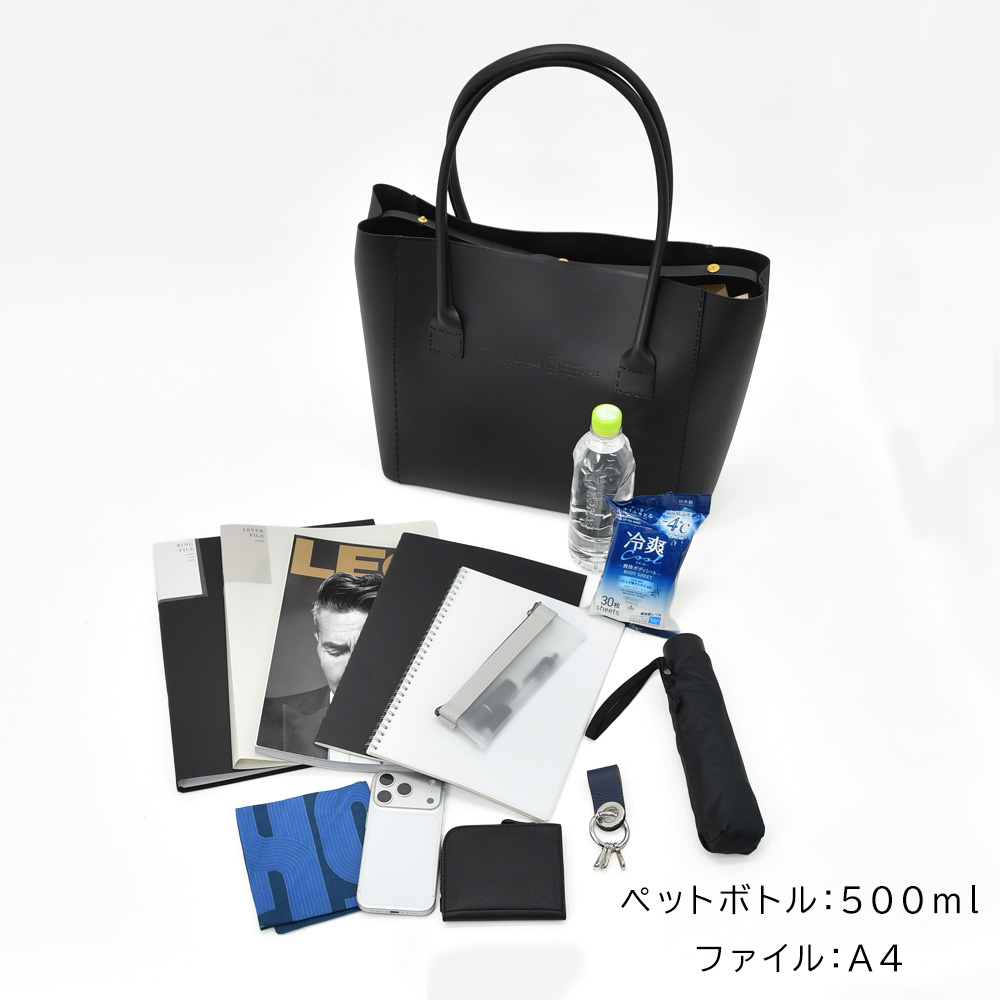 フェリージ felisi トートバッグ メンズ 21/26 A+DS バケッタレザー ブラック 黒 2フェイス変形型 仕切り用ポーチ 大容量 肩掛け可能 国内正規品の画像