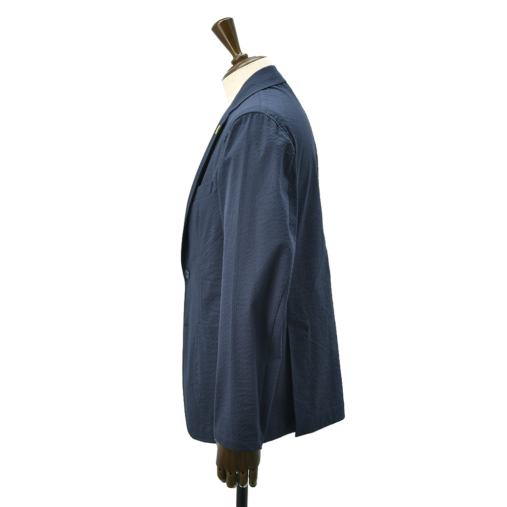 ジャンネット GIANNETTO シャツジャケット メンズ シングルジャケット CORALLO コラッロシリーズ シアサッカー生地 ネイビー 紺 国内正規品の画像