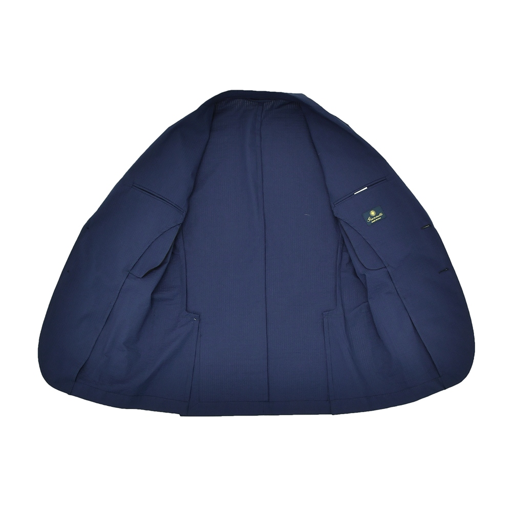 ジャンネット GIANNETTO シャツジャケット メンズ シアサッカー CORALLO コラッロモデル シングル2つ釦 コットンインディゴ ラペルピン イタリア製 国内正規品の画像