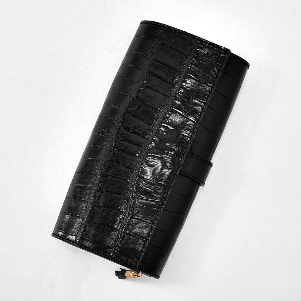 フェリージ Felisi 長財布 ユニセックス クロコ型押しレザー 3005/14/SA ブラック 黒 コロコロ スナップボタン留め プレゼント イタリア製 国内正規品の画像