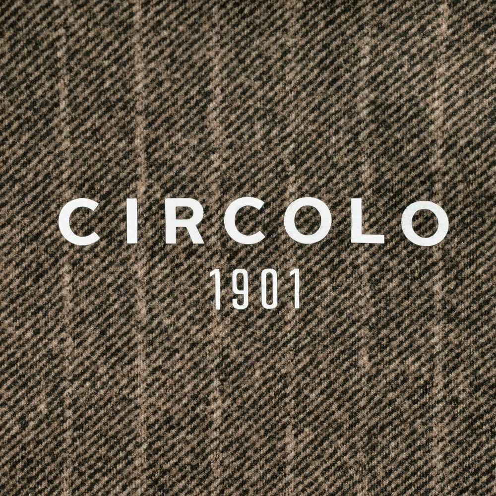 チルコロ CIRCOLO 1901 カジュアルジャケット メンズ ストライプ柄 2Bシングル コットンジャージ FELPA ブラウン 茶系 裏起毛 製品染め 国内正規品の画像