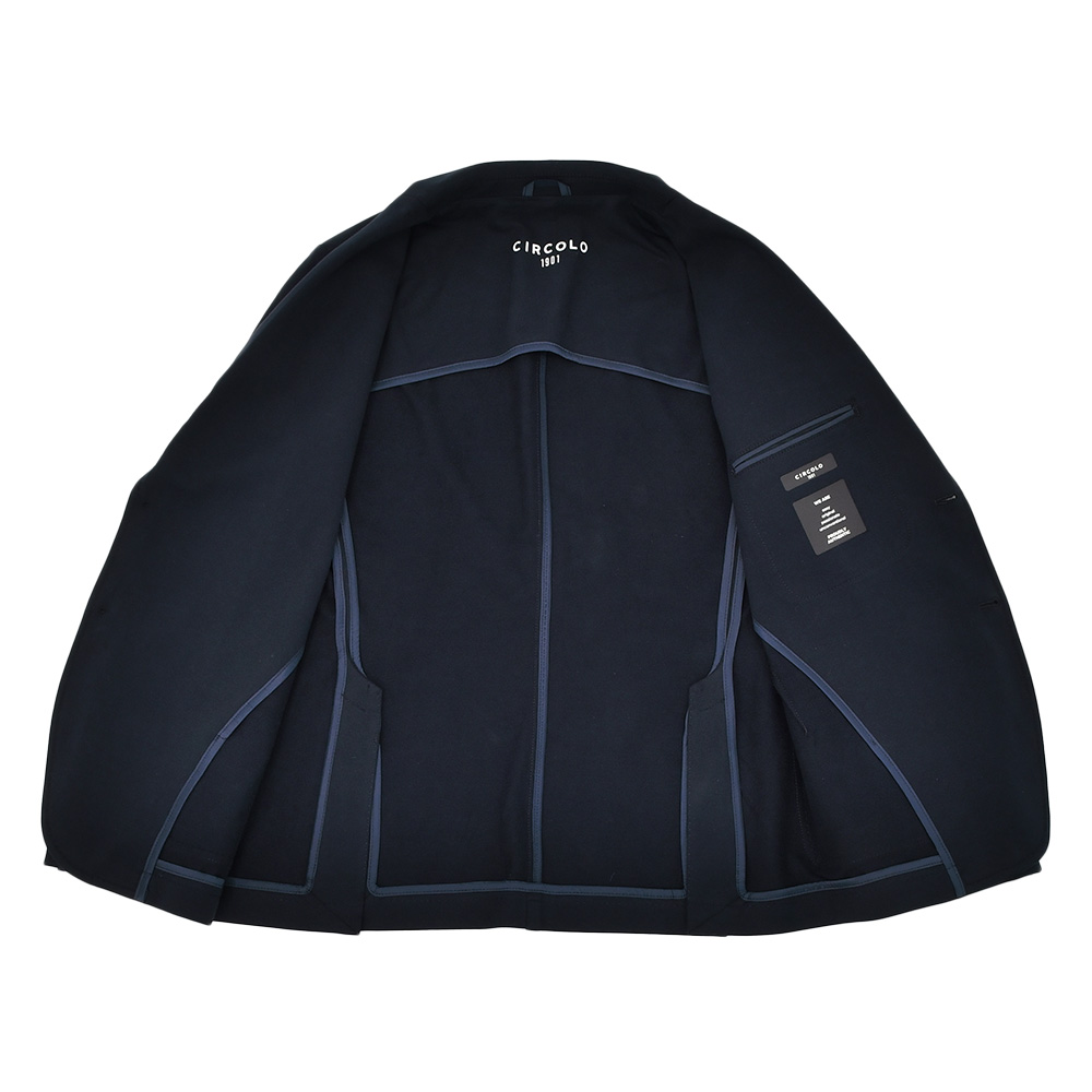 チルコロ CIRCOLO 1901 シングルジャケット メンズ  コットンジャージ カシミヤタッチ ネイビー 紺 裏起毛 セットアップ対応 スリムシルエット 国内正規品の画像
