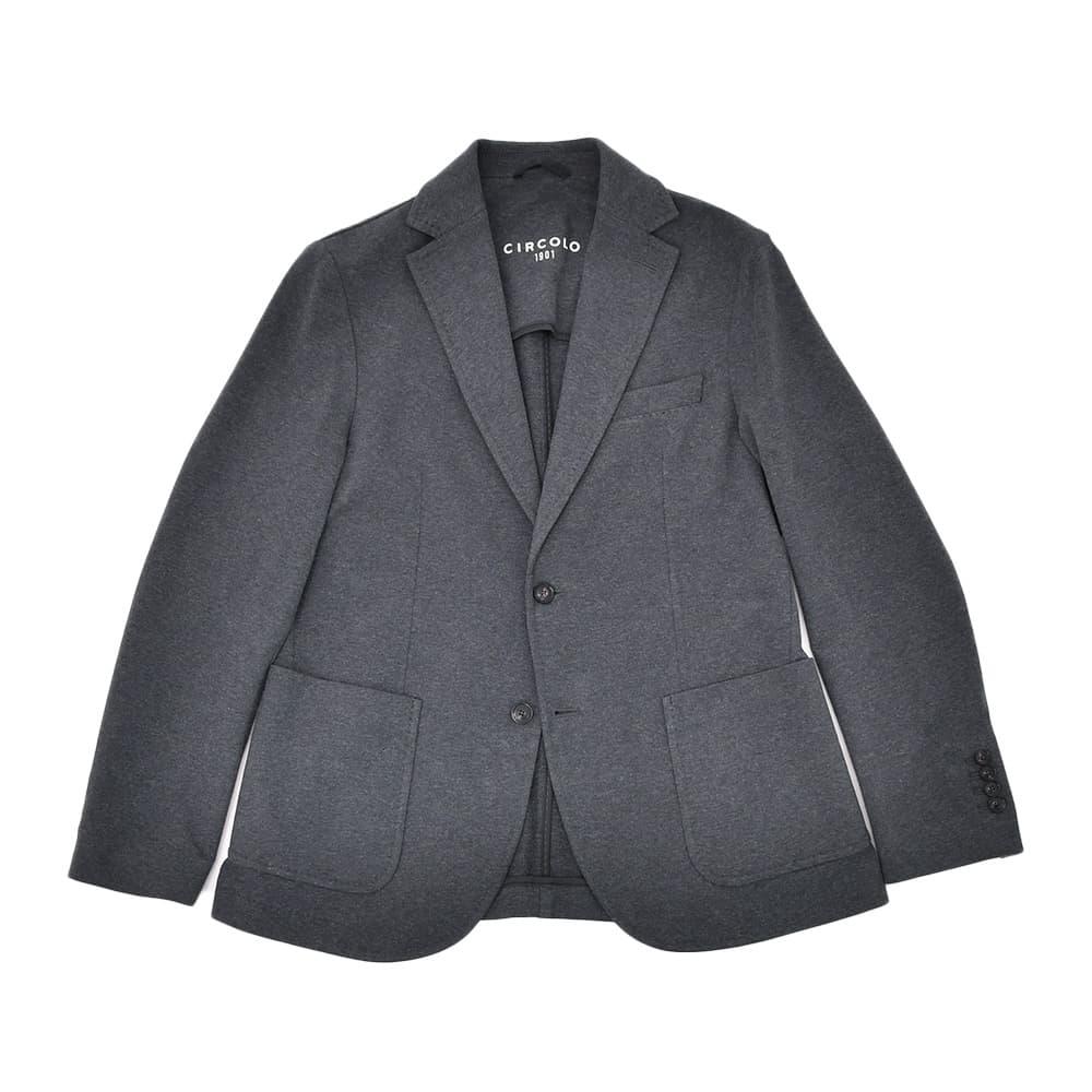 チルコロ CIRCOLO 1901 シングルジャケット メンズ  コットンジャージ カシミヤタッチ グレーメランジ 裏起毛 スリムシルエット 国内正規品の画像