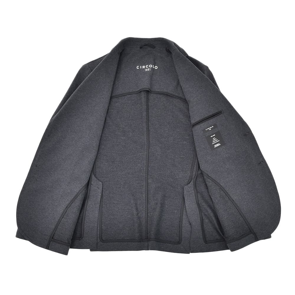 チルコロ CIRCOLO 1901 シングルジャケット メンズ  コットンジャージ カシミヤタッチ グレーメランジ 裏起毛 スリムシルエット 国内正規品の画像