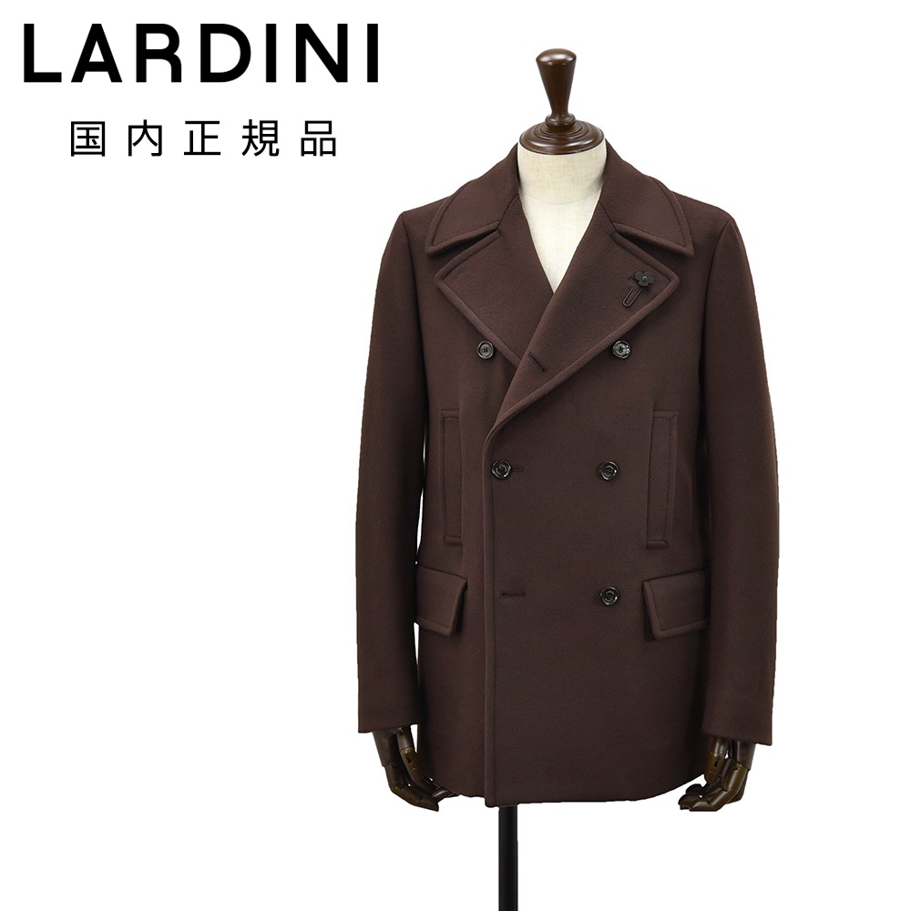 ラルディーニ LARDINI Pコート メンズ カーコート 6つ釦ダブル JEECHO メルトンウール エンジ ボルドー ハーフ丈 レギュラーシルエット 国内正規品 | LARDINI