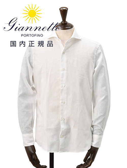 ジャンネット GIANNETTO 長袖カジュアルシャツ メンズ リネンコットン