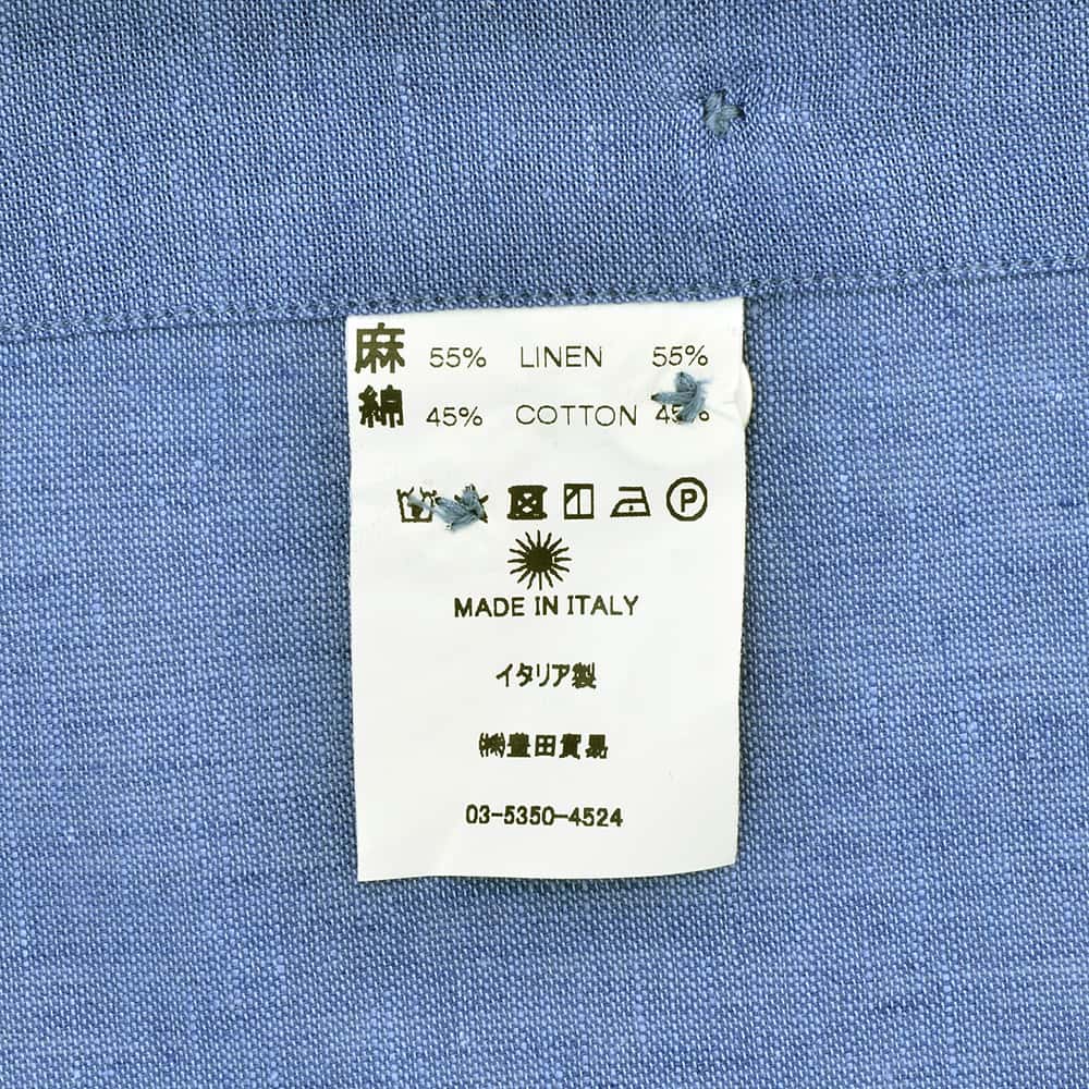 美品 Giannetto SLIM FIT 総柄 長袖シャツ コットン S 白青 ジャンネット GIANNETTO 長袖カジュアルシャツ メンズ リネンコットン