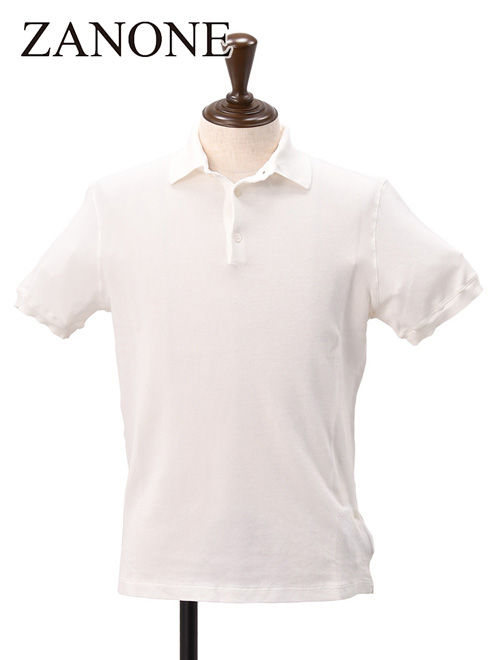 ザノーネ ZANONE 半袖ポロシャツ メンズ 鹿の子 アイスコットン ice cotton 3つ釦フロント ホワイト ピケ素材 812977 国内正規品 でらでら公式 ブランド
