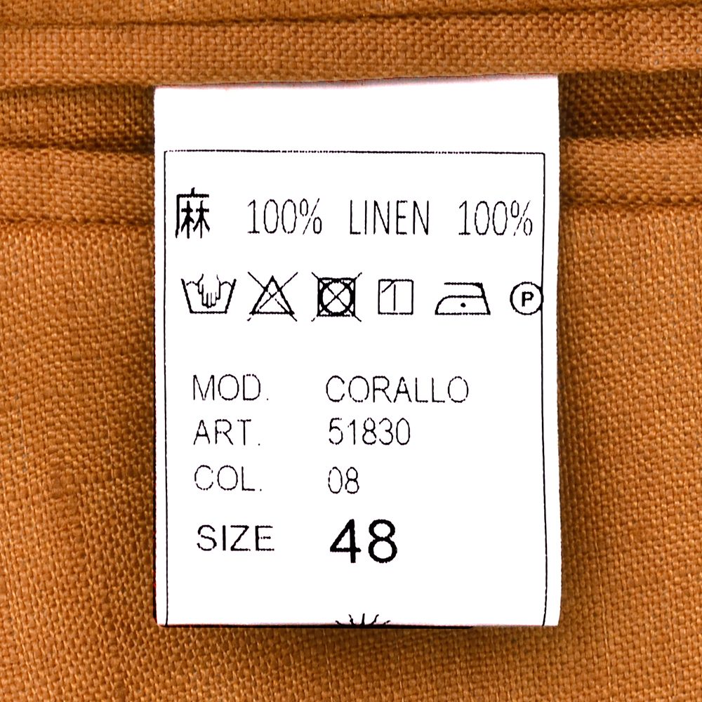 ジャンネット GIANNETTO シャツジャケット メンズ 麻生地 CORALLO コラッロモデル シングル2つ釦 テラコッタ ラペルピン イタリア製 国内正規品の画像