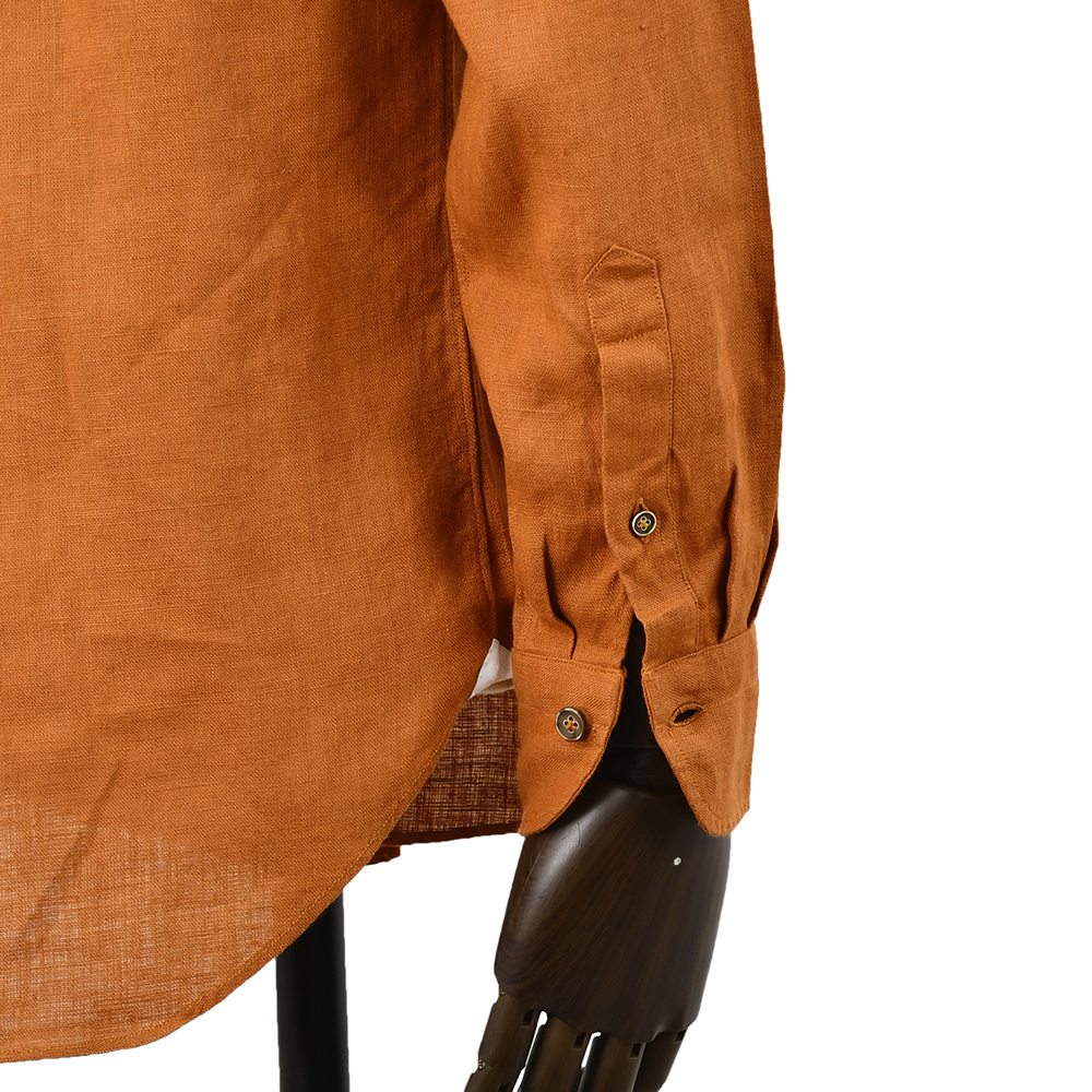ジャンネット GIANNETTO サファリシャツ メンズ CPOシャツ NEWAVIATORLモデル リネン生地 オレンジブラウン スリムフィット SLIM FIT 国内正規品の画像