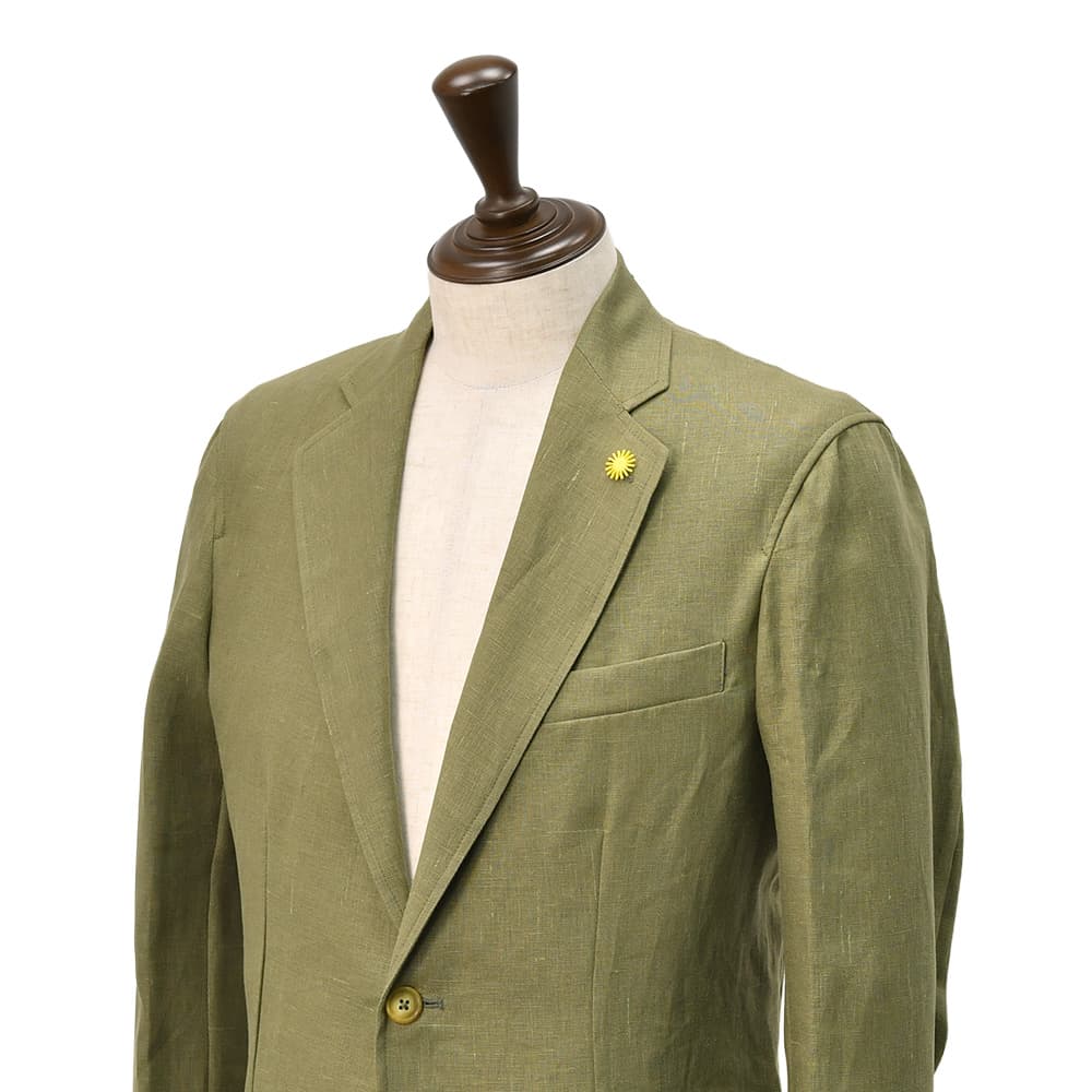 ジャンネット GIANNETTO シャツジャケット メンズ シングルジャケット CORALLO コラッロシリーズ リネン100％生地 オリーブ 軽量&薄手 国内正規品の画像