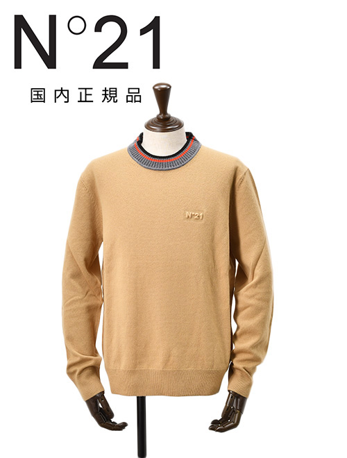 N°21 ヌメロヴェントゥーノ★クルーネック ニット リンガー ロゴセーター 黒 N°21(ヌメロ ヴェントゥーノ)｜クルーネック ニットトップス/ブラック