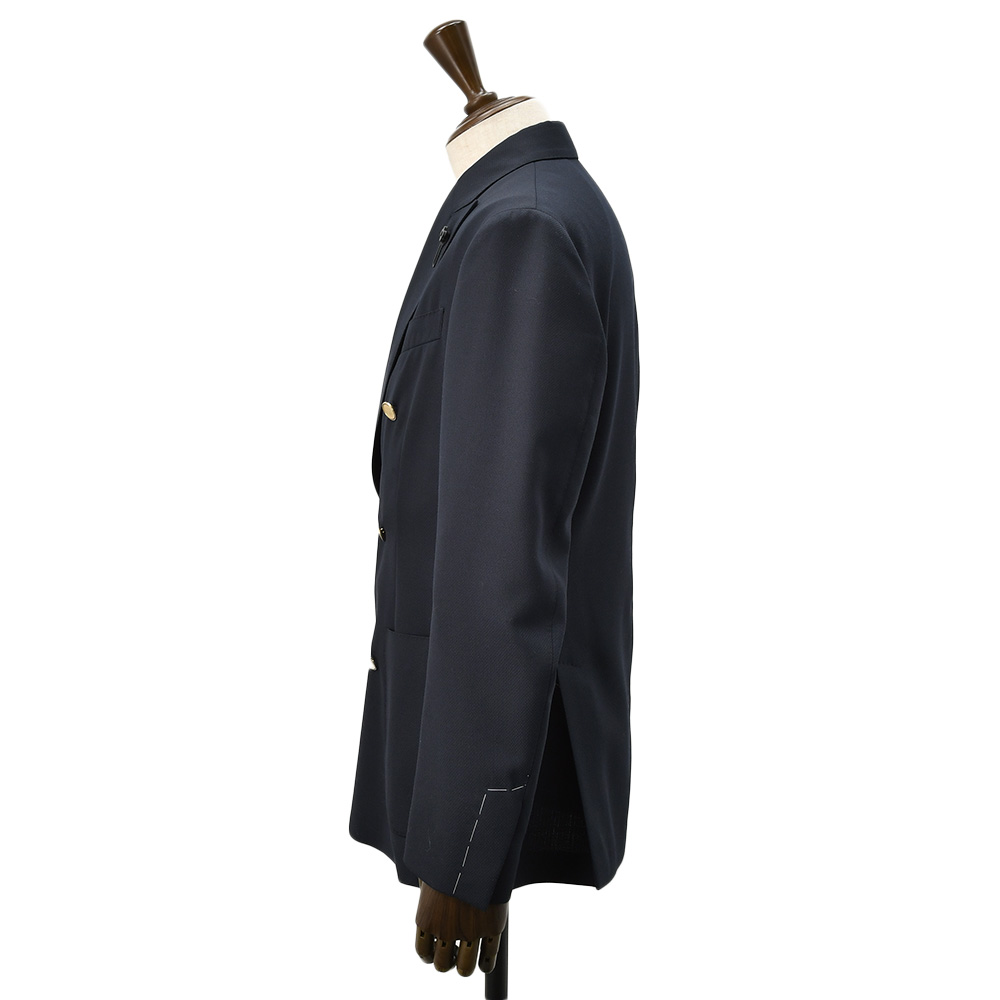 ラルディーニ LARDINI カジュアルジャケット メンズ 6つ釦 ダブルブレスト A6203HQ ウールポリ ネイビー 紺 アンフィニッシュ袖 ボタン付け代金込み 国内正規品の画像
