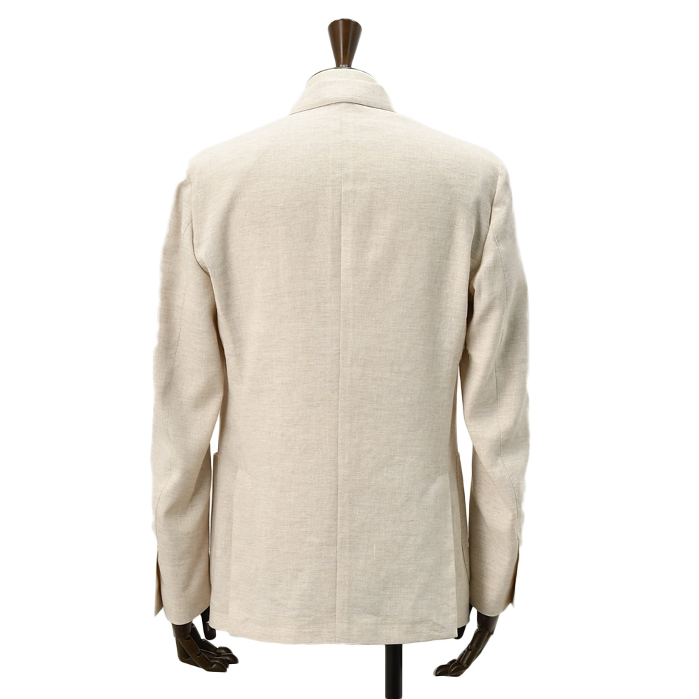 ラルディーニ LARDINI カジュアルジャケット メンズ 6つ釦 ダブルブレスト A6203Q リネンコットン ベージュ アンフィニッシュ袖 ボタン付け代金込み 国内正規品の画像