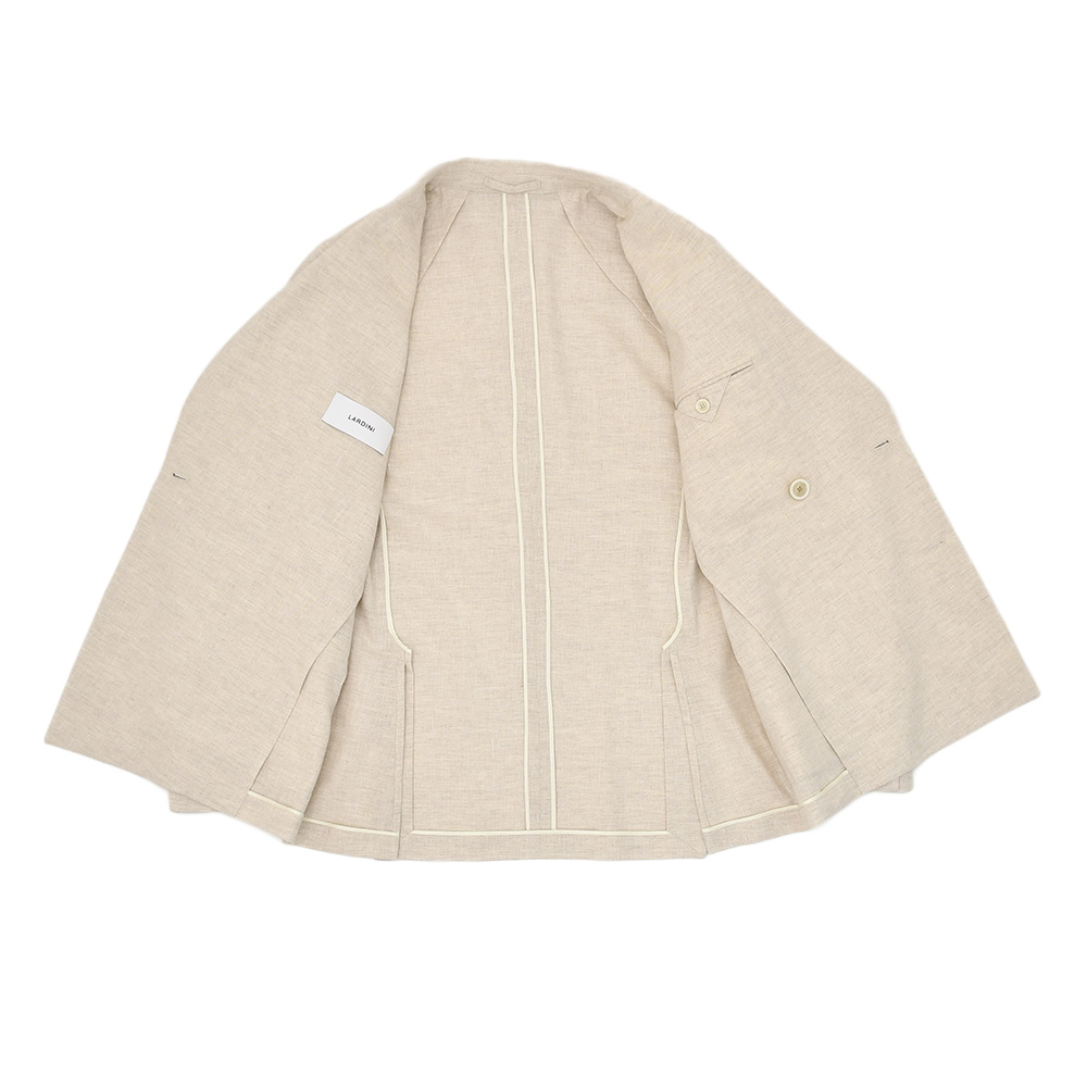 ラルディーニ LARDINI カジュアルジャケット メンズ 6つ釦 ダブルブレスト A6203Q リネンコットン ベージュ アンフィニッシュ袖 ボタン付け代金込み 国内正規品の画像