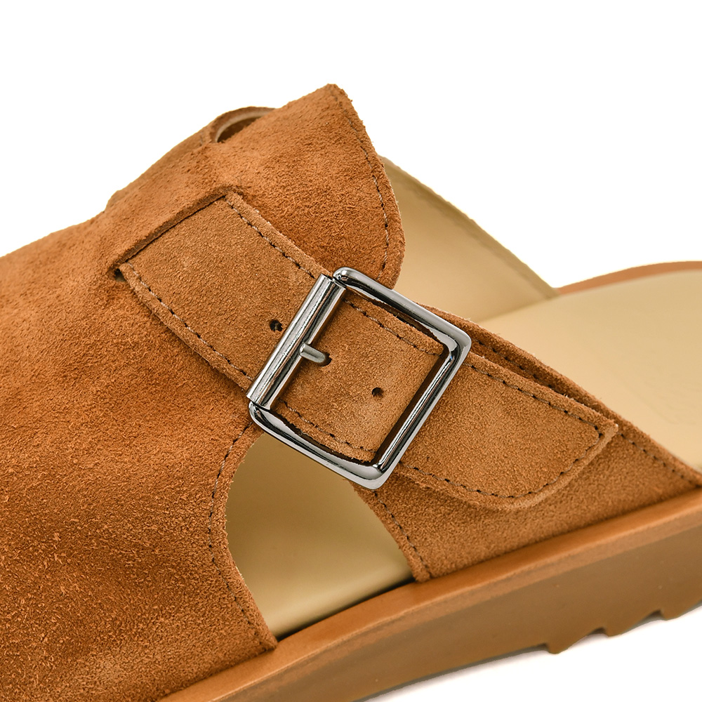 パラブーツ PARABOOT レザーサンダル メンズ ミュールタイプサンダル アテネ ATHENES カーフスエード コニャックブラウン スポーツソール 国内正規品の画像