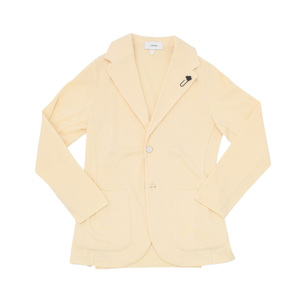 ラルディーニ LARDINI ニットジャケット メンズ 2つ釦シングルフロント JBLJM56 コットン100% ミラノリブ イエローベージュ カーディガン 国内正規品の画像
