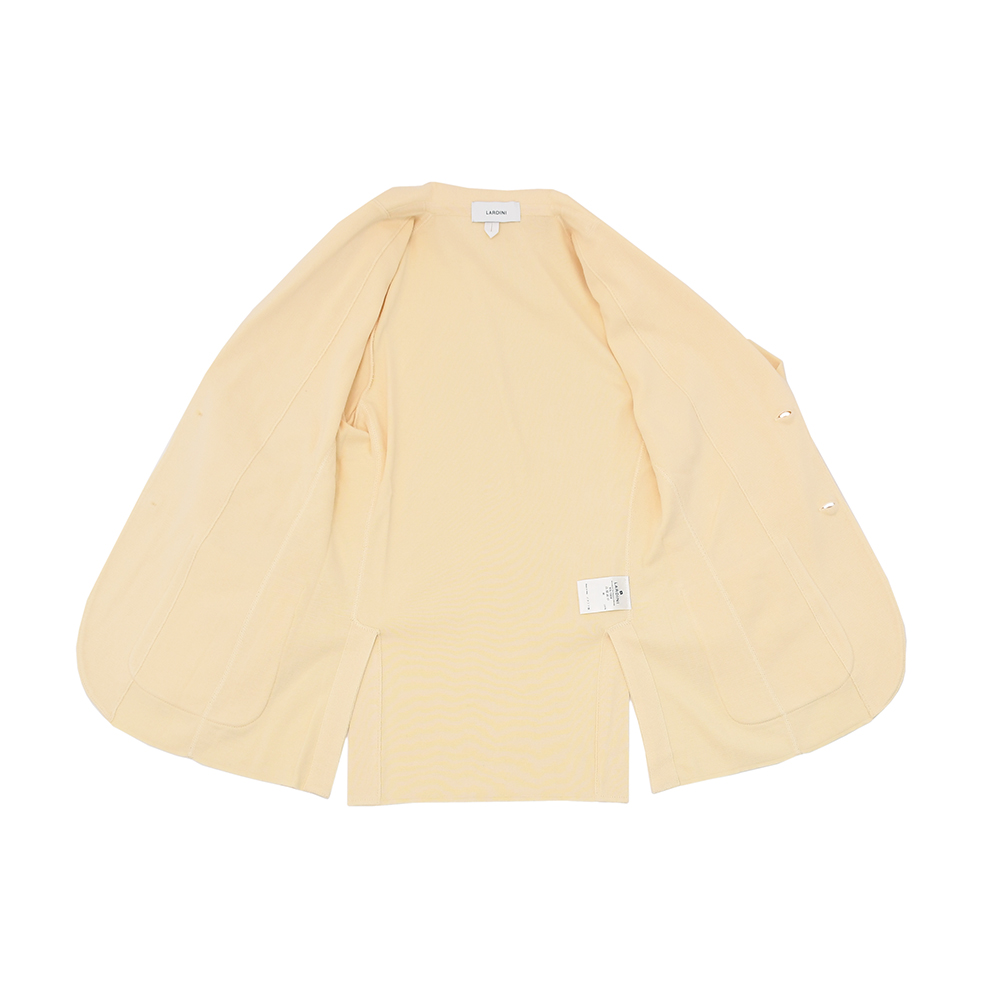 ラルディーニ LARDINI ニットジャケット メンズ 2つ釦シングルフロント JBLJM56 コットン100% ミラノリブ イエローベージュ カーディガン 国内正規品の画像