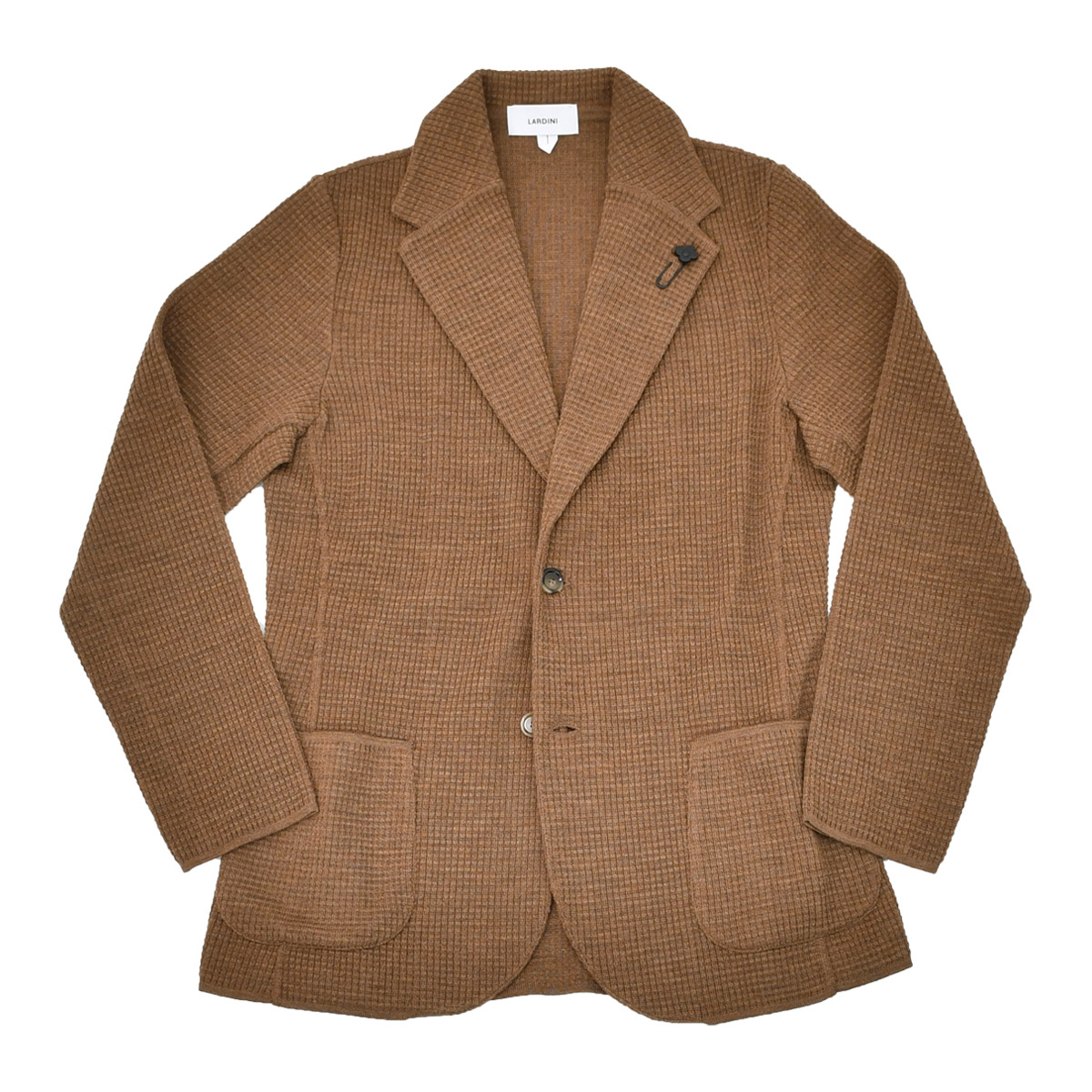 LARDINI ラルディーニ ダブルニットジャケット XS 茶イタリア製 美品 LARDINI (ラルディーニ) ウール ダブル ニットジャケット