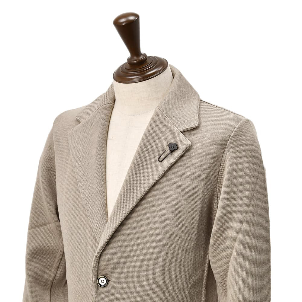 ラルディーニ　　LARDINI ニットジャケット メンズ 2つ釦シングルフロント ALJM56 ウール100% グレージュ カーディガン ブート二エール付 国内正規品の画像