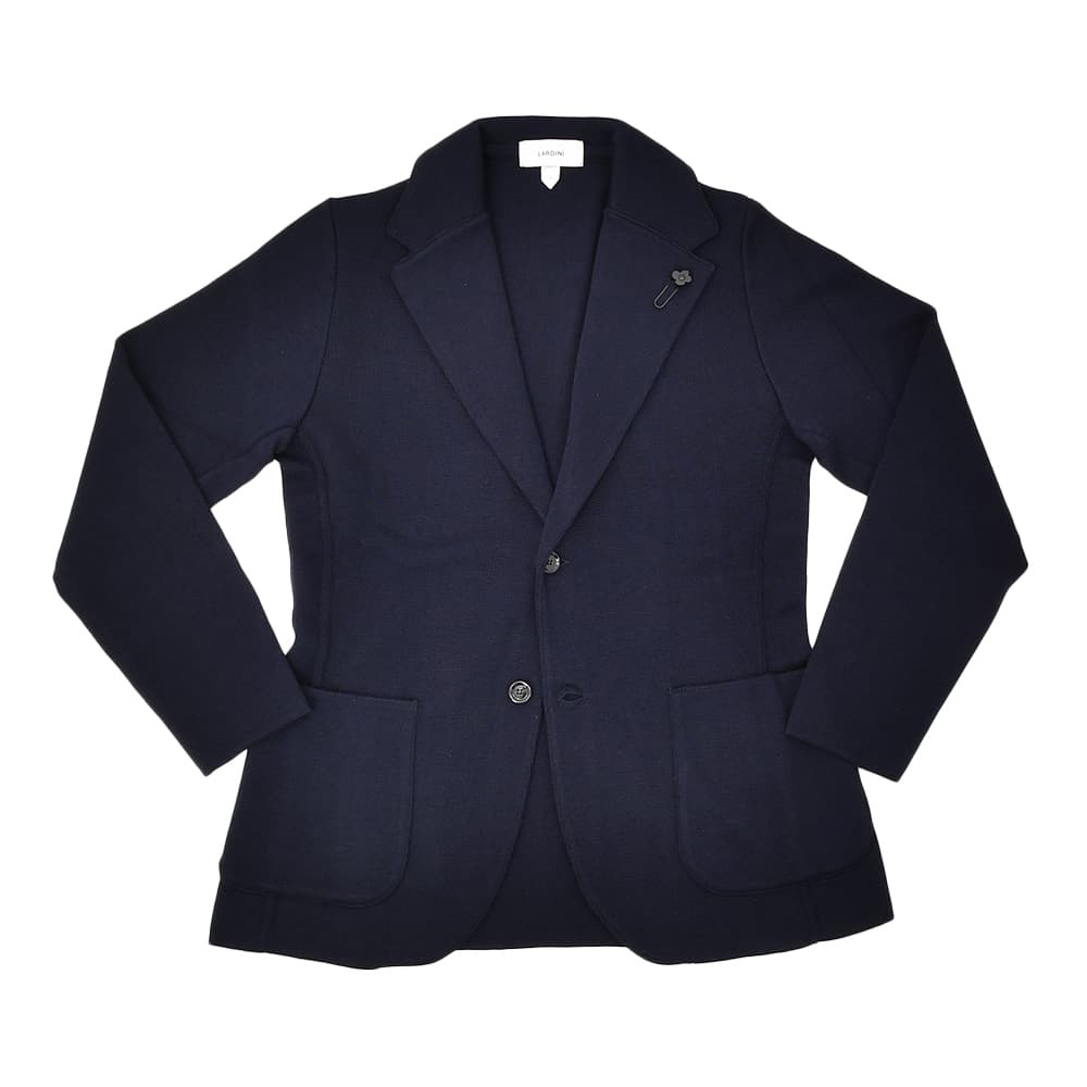 ラルディーニ　　LARDINI ニットジャケット メンズ 2つ釦シングルフロント ALJM56 ウール100% ネイビー カーディガン ブート二エール付 国内正規品の画像