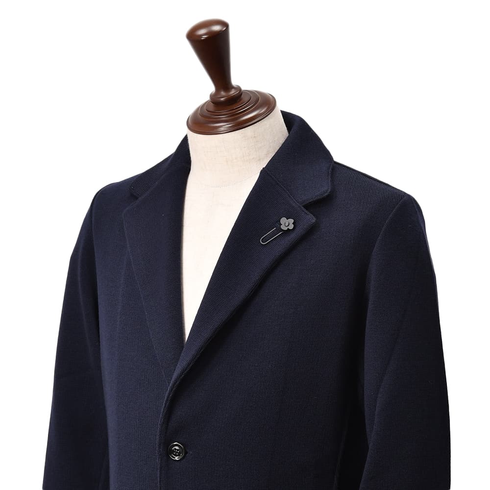 ラルディーニ　　LARDINI ニットジャケット メンズ 2つ釦シングルフロント ALJM56 ウール100% ネイビー カーディガン ブート二エール付 国内正規品の画像