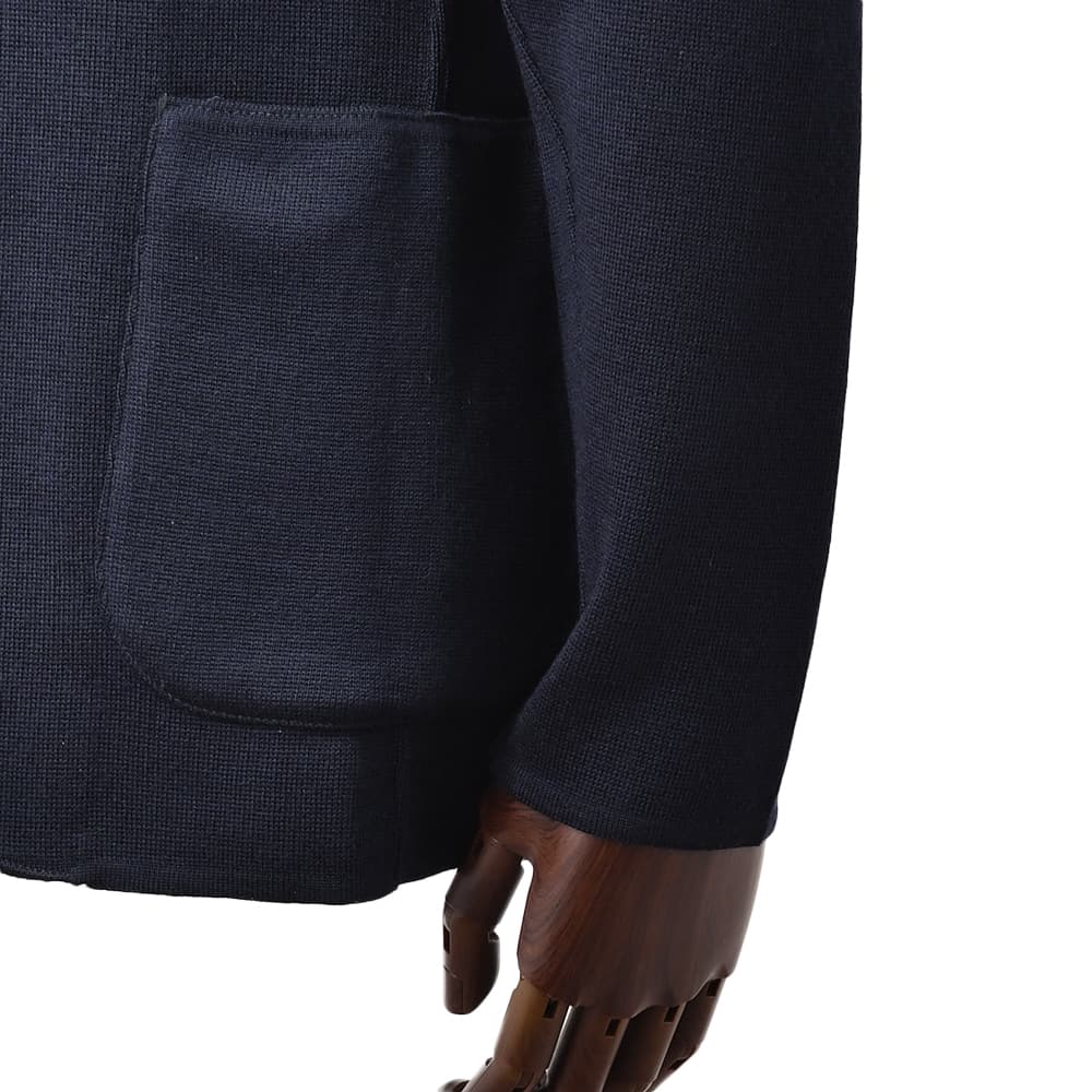 ラルディーニ　　LARDINI ニットジャケット メンズ 2つ釦シングルフロント ALJM56 ウール100% ネイビー カーディガン ブート二エール付 国内正規品の画像