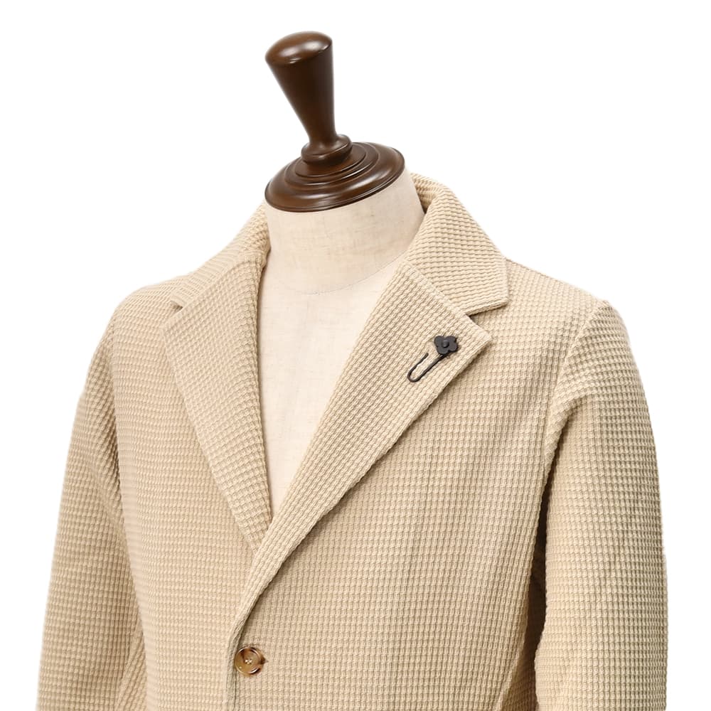 ラルディーニ　　LARDINI ニットジャケット メンズ 2つ釦シングルフロント ALJM56 ウール100% ベージュ カーディガン ブート二エール付 国内正規品の画像