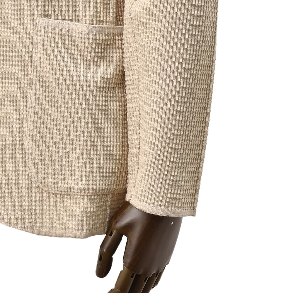 ラルディーニ　　LARDINI ニットジャケット メンズ 2つ釦シングルフロント ALJM56 ウール100% ベージュ カーディガン ブート二エール付 国内正規品の画像