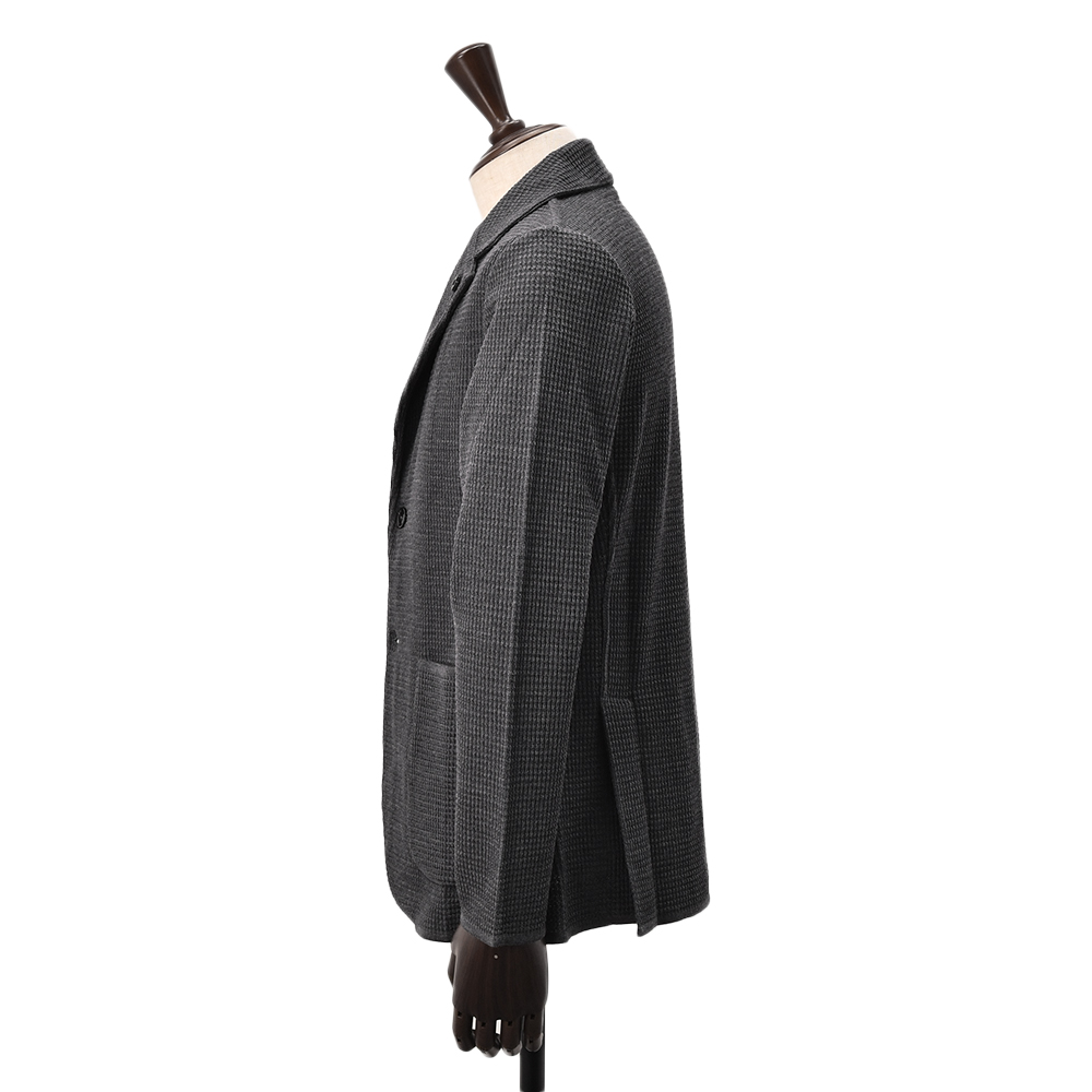 ラルディーニ　　LARDINI ニットジャケット メンズ 2つ釦シングルフロント ALJM56 ウール100% チャコール グレー カーディガン ブート二エール付 国内正規品の画像