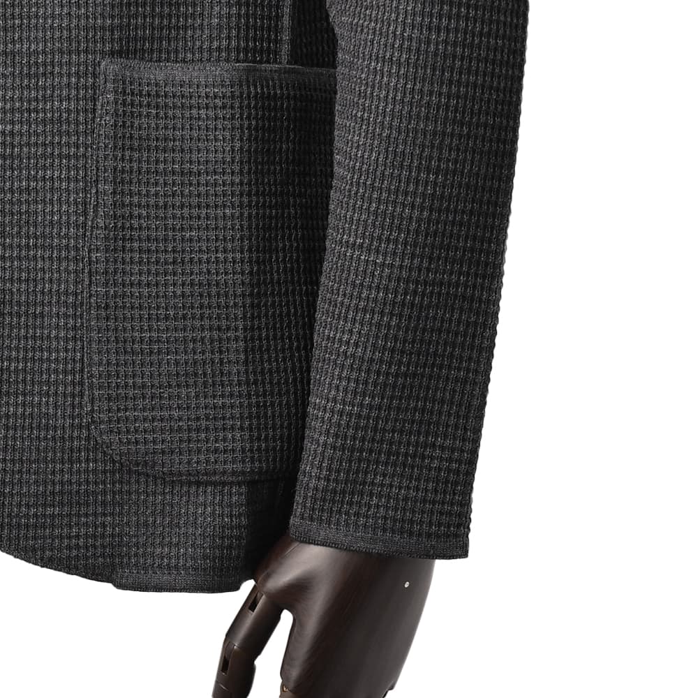 ラルディーニ　　LARDINI ニットジャケット メンズ 2つ釦シングルフロント ALJM56 ウール100% チャコール グレー カーディガン ブート二エール付 国内正規品の画像