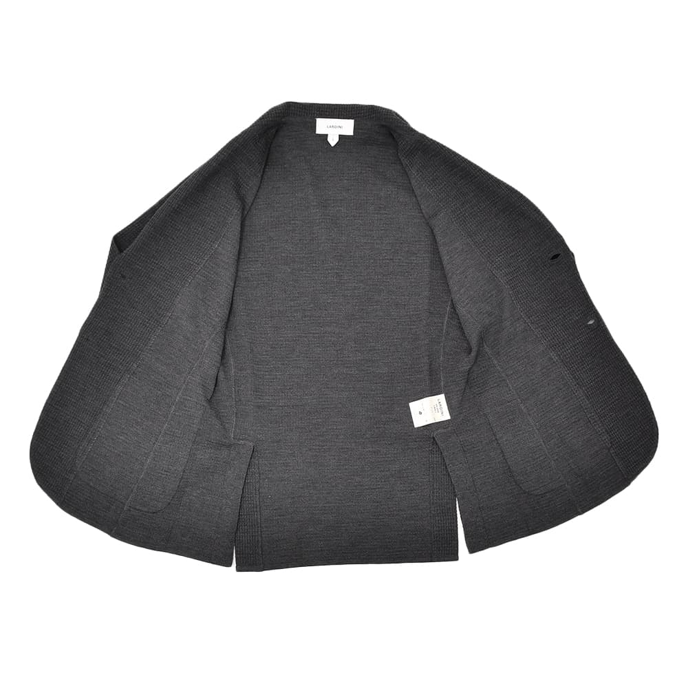 ラルディーニ　　LARDINI ニットジャケット メンズ 2つ釦シングルフロント ALJM56 ウール100% チャコール グレー カーディガン ブート二エール付 国内正規品の画像