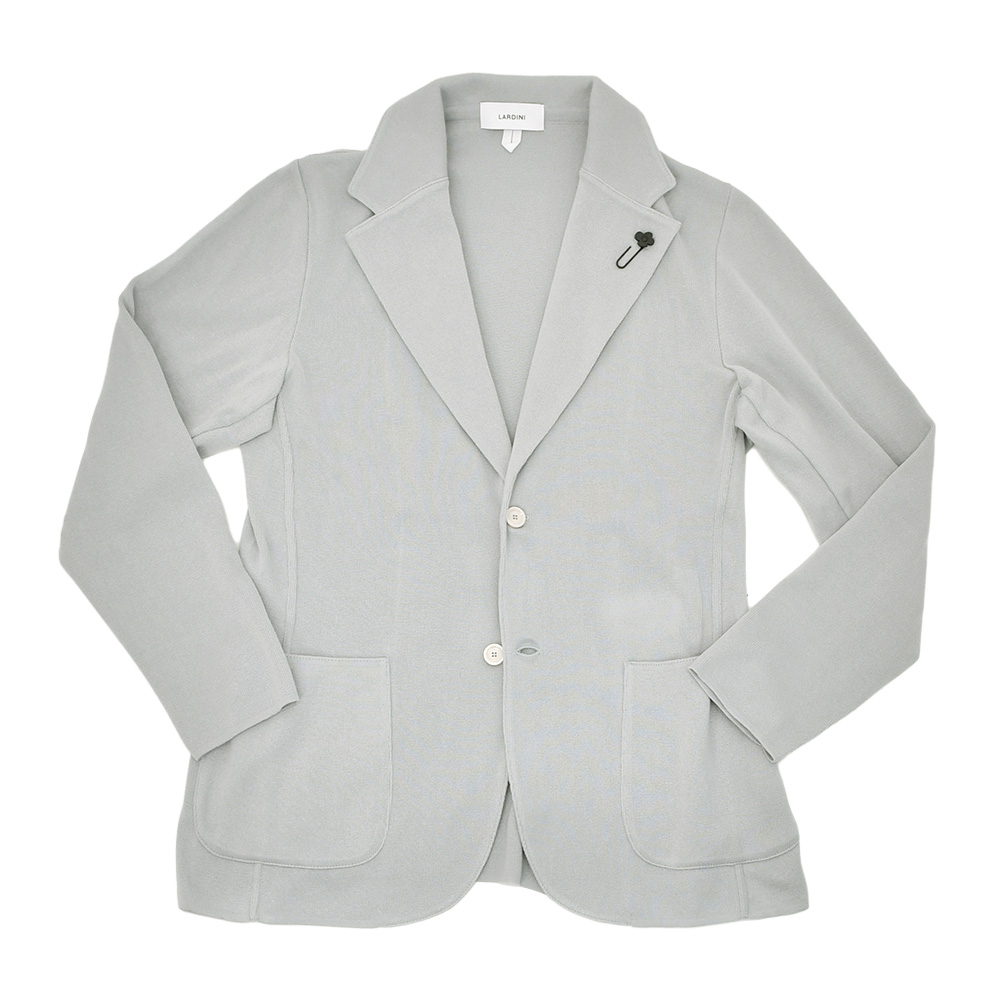 ラルディーニ LARDINI ニットジャケット メンズ 2つ釦シングルフロント CNCJLJM56 コットン100% ミラノリブ ライトグレー カーディガン 国内正規品の画像