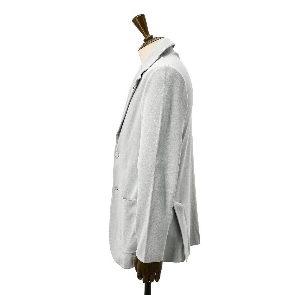 ラルディーニ LARDINI ニットジャケット メンズ 2つ釦シングルフロント CNCJLJM56 コットン100% ミラノリブ ライトグレー カーディガン 国内正規品の画像