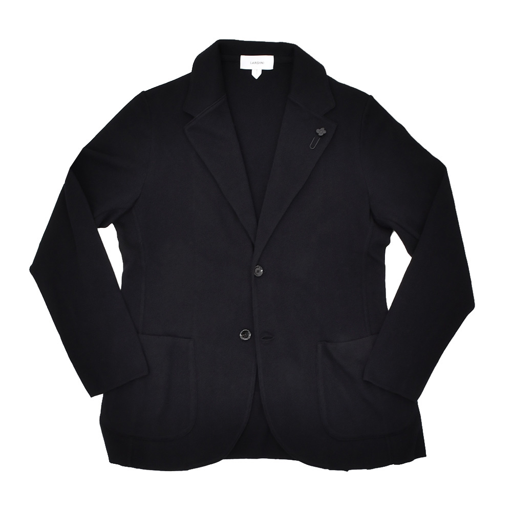 ラルディーニ LARDINI ニットジャケット メンズ 2つ釦シングルフロント CNCJLJM56 コットン100% ミラノリブ ブラック 黒 カーディガン 国内正規品の画像