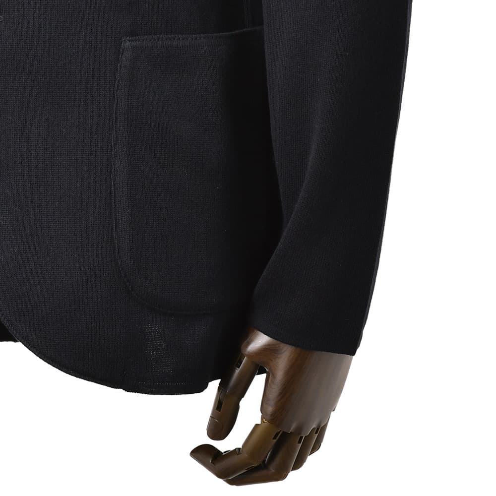 ラルディーニ LARDINI ニットジャケット メンズ 2つ釦シングルフロント CNCJLJM56 コットン100% ミラノリブ ブラック 黒 カーディガン 国内正規品の画像