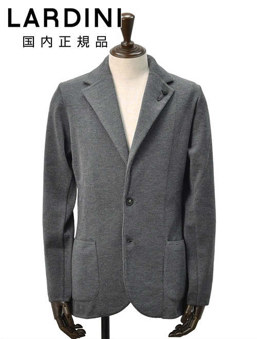 <美品>LARDINI グレー ウール ダブル ニット ジャケット サイズM LARDINI（ラルディーニ） IMLJM70 グレー ウール 2Bニットジャケット