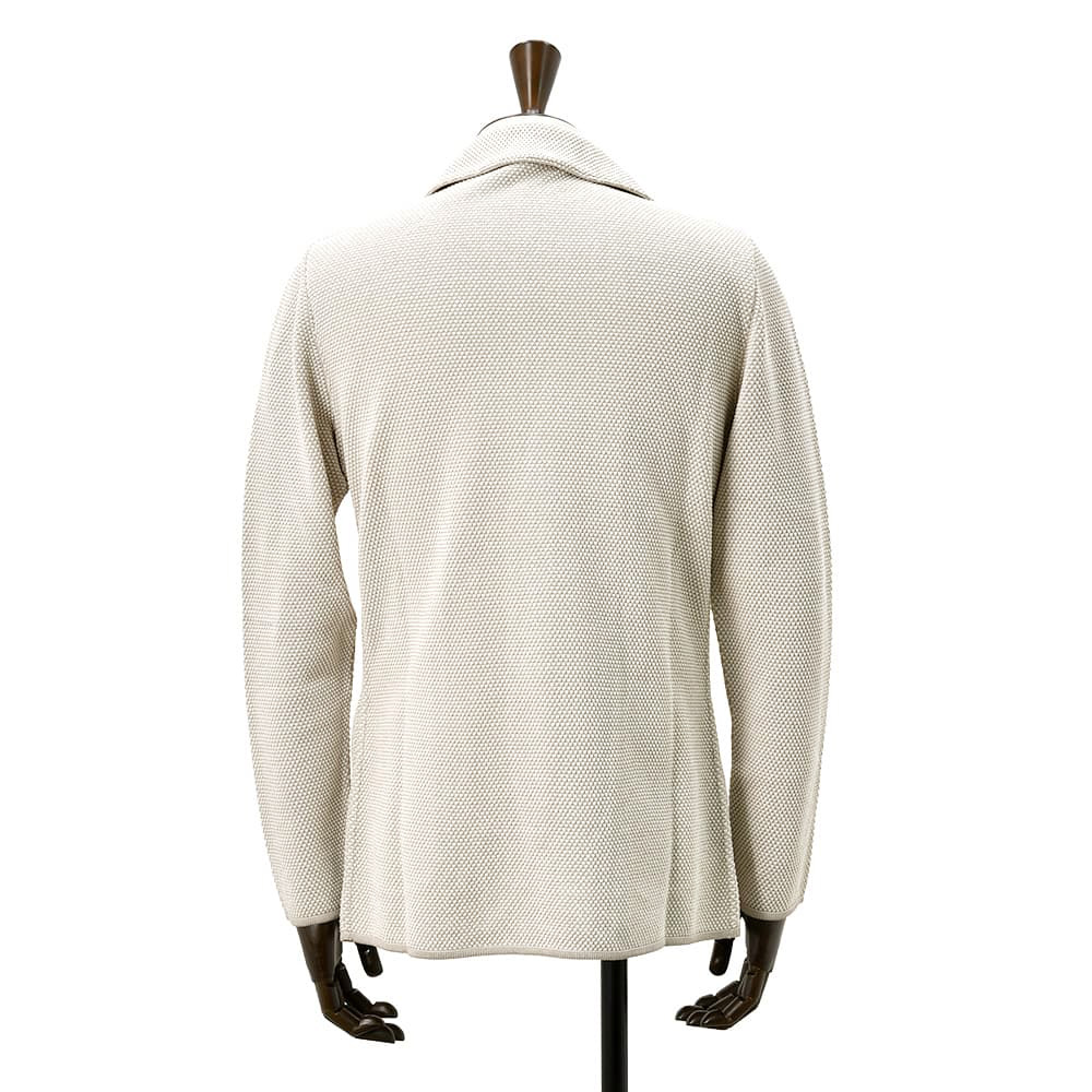 ラルディーニ LARDINI ニットジャケット メンズ 2つ釦シングルフロント CNJLJM70 バーズアイ柄 コットン100% ライトグレー カーディガン 国内正規品の画像