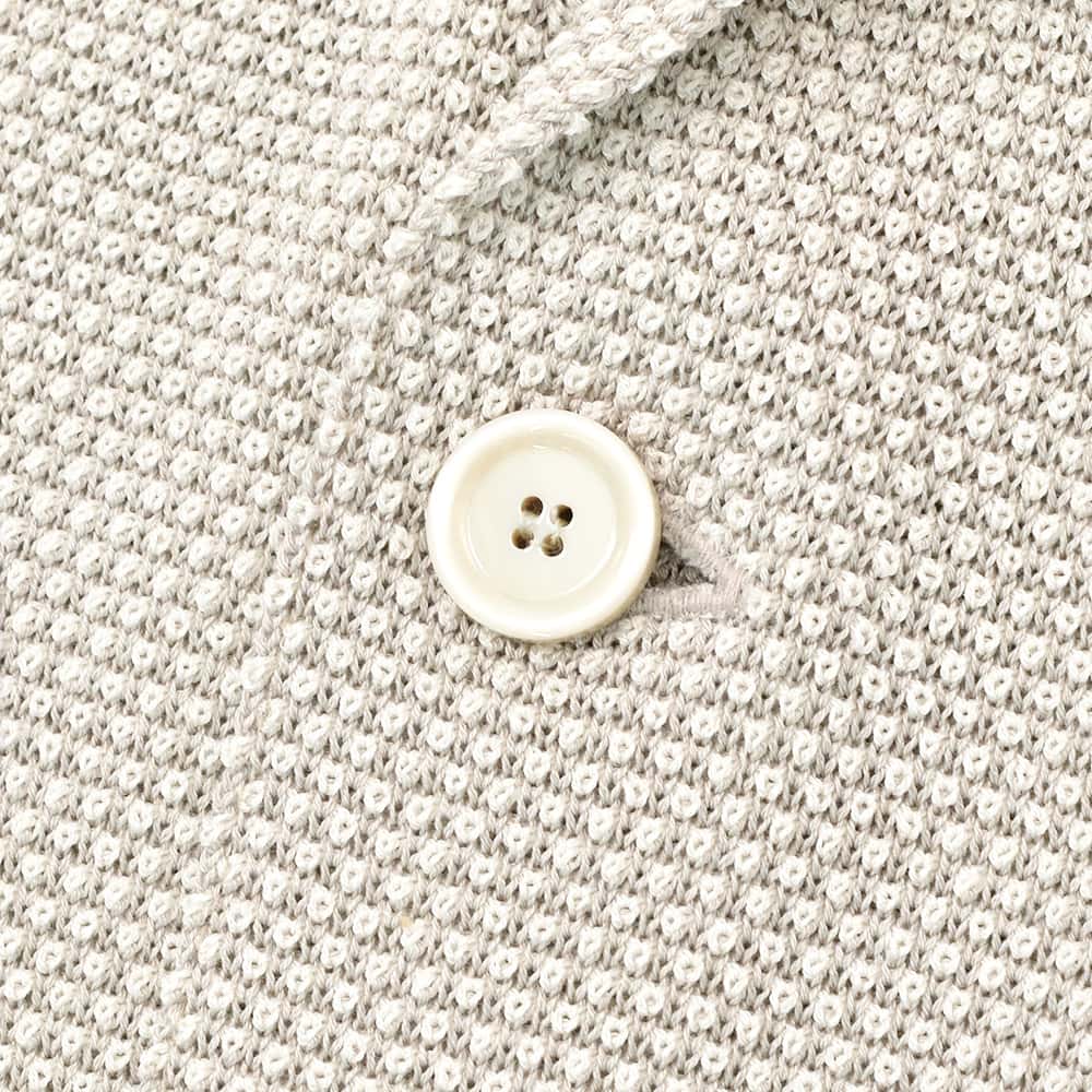 ラルディーニ LARDINI ニットジャケット メンズ 2つ釦シングルフロント CNJLJM70 バーズアイ柄 コットン100% ライトグレー カーディガン 国内正規品の画像