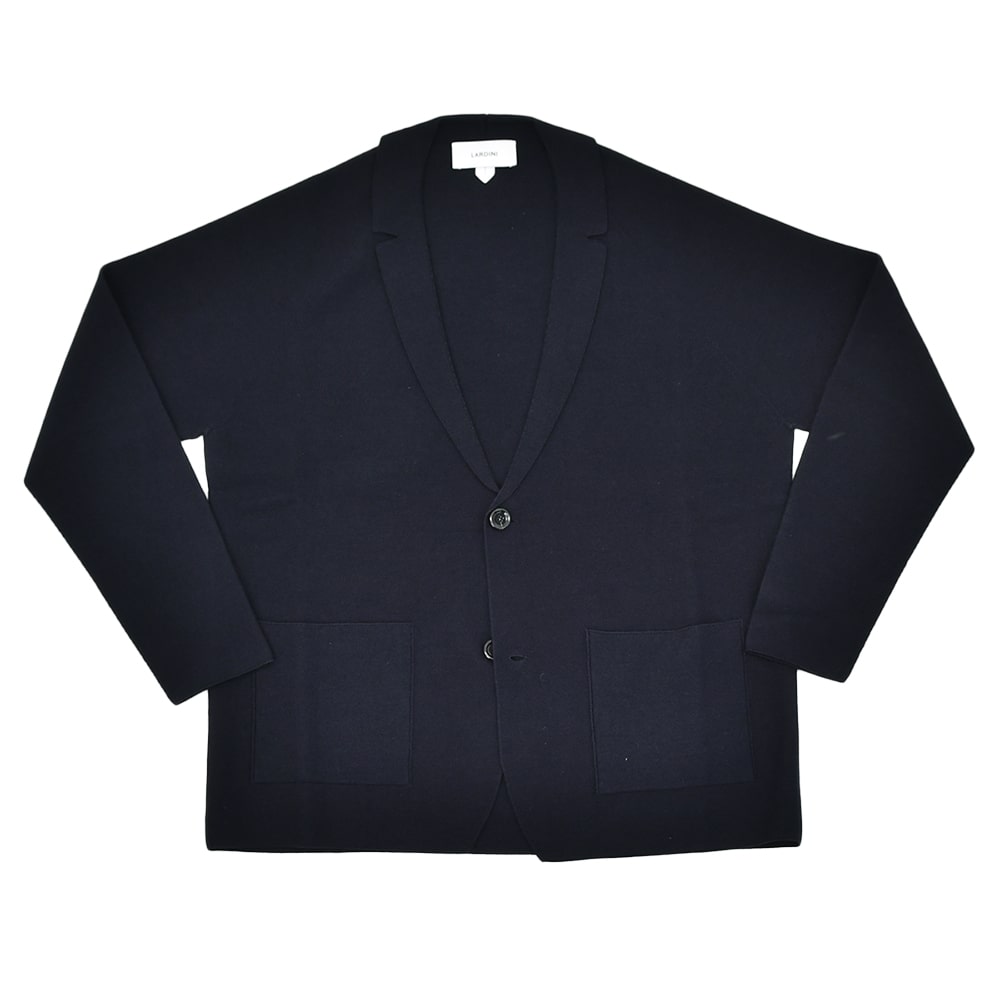 ラルディーニ LARDINI カジュアルジャケット メンズ ウールシルク カシミヤ混 ネイビー 紺 ALJM8903 ニットカーディガン ブートニエール 国内正規品の画像