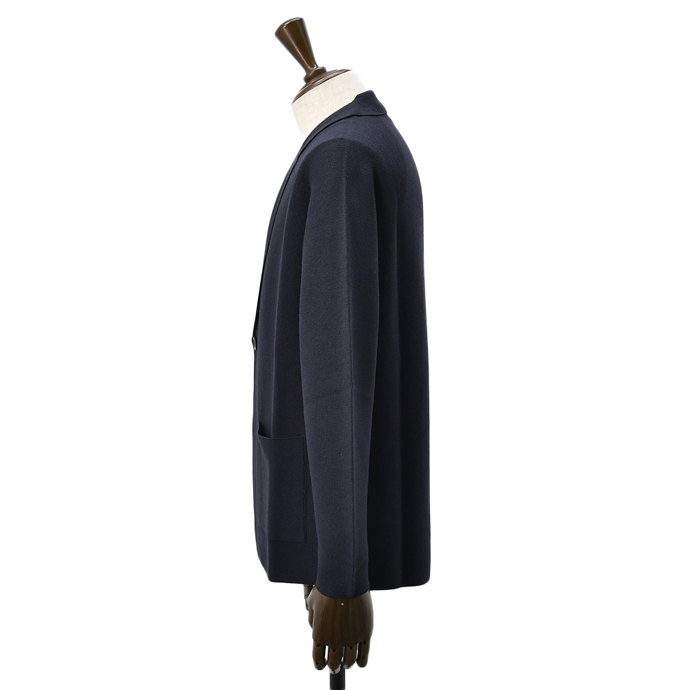 ラルディーニ LARDINI カジュアルジャケット メンズ ウールシルク カシミヤ混 ネイビー 紺 ALJM8903 ニットカーディガン ブートニエール 国内正規品の画像