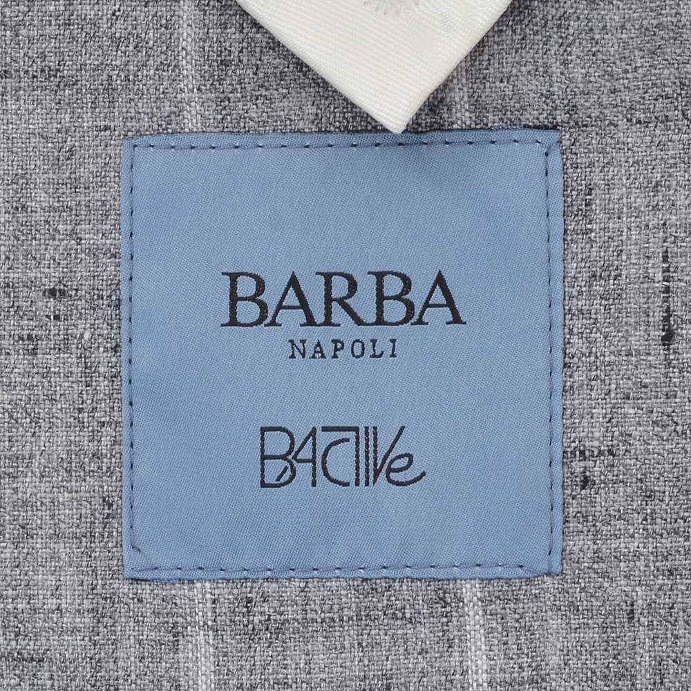 バルバ BARBA シャツジャケット メンズ ストライプ柄ジャケット BACTIVE ビーアクティブ リネン100％ グレー×ライトグレー 軽量 レギュラーフィット 国内正規品の画像